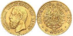 5 Марка Велике герцогство Баден (1806-1918) Золото Frederick I, Grand Duke of Baden (1826 - 1907)