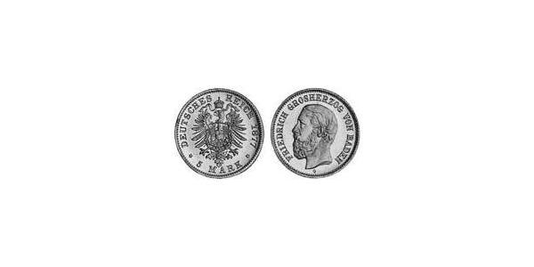 5 Марка Велике герцогство Баден (1806-1918) Золото Frederick I, Grand Duke of Baden (1826 - 1907)