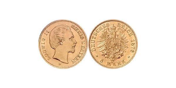 5 Марка Королевство Бавария (1806 - 1918) Золото Людвиг II (король Баварии)(1845 – 1886)