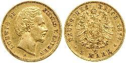 5 Марка Королівство Баварія (1806 - 1918) Золото Людвіг II (король Баварії)(1845 – 1886)