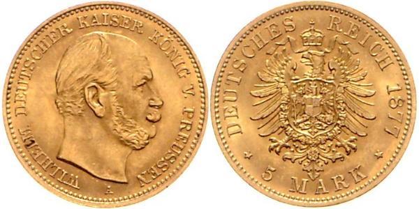 5 Марка Королівство Пруссія (1701-1918) Золото Wilhelm I, German Emperor (1797-1888)