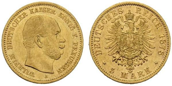 5 Марка Королівство Пруссія (1701-1918) Золото Wilhelm I, German Emperor (1797-1888)