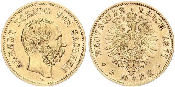 5 Марка Королівство Саксонія (1806 - 1918) Золото 