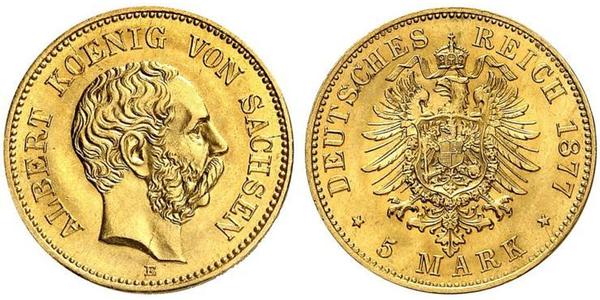 5 Марка Королівство Саксонія (1806 - 1918) Золото 