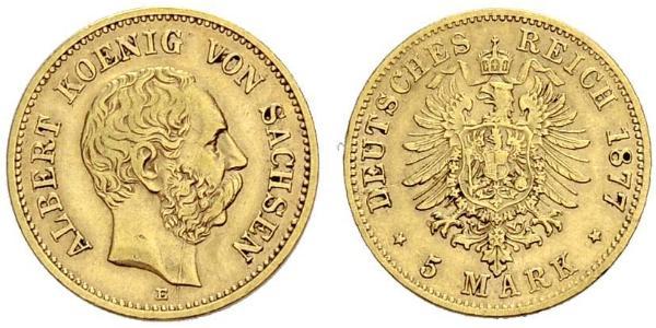 5 Марка Королівство Саксонія (1806 - 1918) Золото 