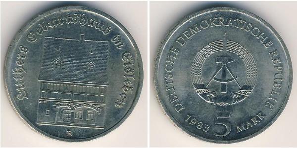 5 Марка Німецька Демократична Республіка (1949-1990) Цинк/Нікель/Мідь 