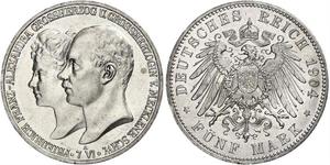 5 Марка Duchy of Mecklenburg-Schwerin (1352-1918) Серебро Frederick Francis IV, Grand Duke of Mecklenburg (1882 - 1945)