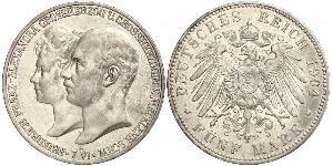 5 Марка Duchy of Mecklenburg-Schwerin (1352-1918) Серебро Frederick Francis IV, Grand Duke of Mecklenburg (1882 - 1945)