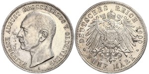 5 Марка Grand Duchy of Oldenburg (1814 - 1918) Серебро Фридрих Август III (король Саксонии) (1865-1932)