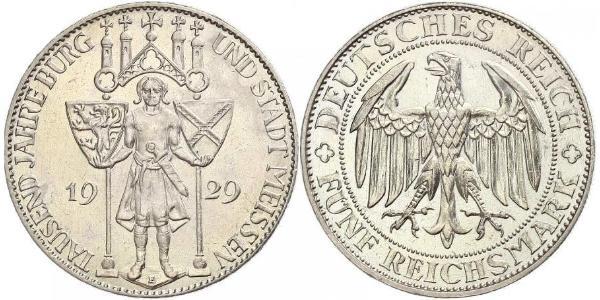 5 Марка Веймарская республика (1918-1933) Серебро 