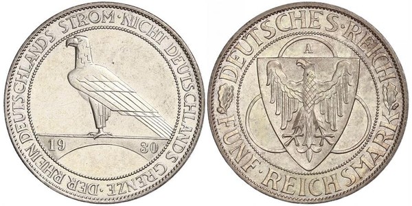 5 Марка Веймарская республика (1918-1933) Серебро 