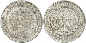 5 Марка Веймарская республика (1918-1933) / Германия Серебро 