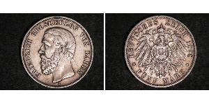 5 Марка Великое герцогство Баден (1806-1918) Серебро Фридрих I (великий герцог Баденский) (1826 - 1907)
