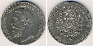 5 Марка Великое герцогство Баден (1806-1918) Серебро Фридрих I (великий герцог Баденский) (1826 - 1907)
