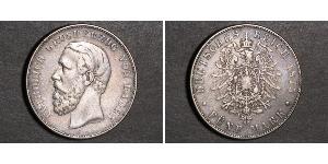 5 Марка Великое герцогство Баден (1806-1918) Серебро Фридрих I (великий герцог Баденский) (1826 - 1907)