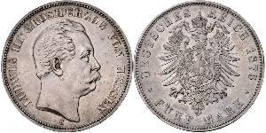 5 Марка Великое герцогство Гессен (1806 - 1918) Серебро Людвиг III (великий герцог Гессенский)