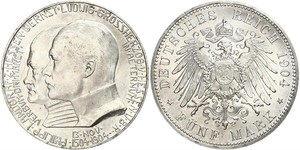 5 Марка Великое герцогство Гессен (1806 - 1918) Серебро Эрнст Людвиг (великий герцог Гессенский) (1868 - 1937)