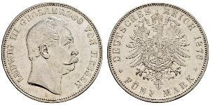 5 Марка Великое герцогство Гессен (1806 - 1918) Серебро Людвиг III (великий герцог Гессенский)