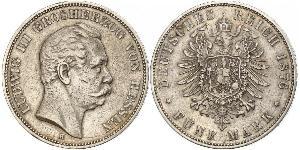 5 Марка Великое герцогство Гессен (1806 - 1918) Серебро Людвиг III (великий герцог Гессенский)
