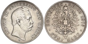 5 Марка Великое герцогство Гессен (1806 - 1918) Серебро Людвиг III (великий герцог Гессенский)