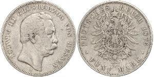 5 Марка Великое герцогство Гессен (1806 - 1918) Серебро Людвиг III (великий герцог Гессенский)