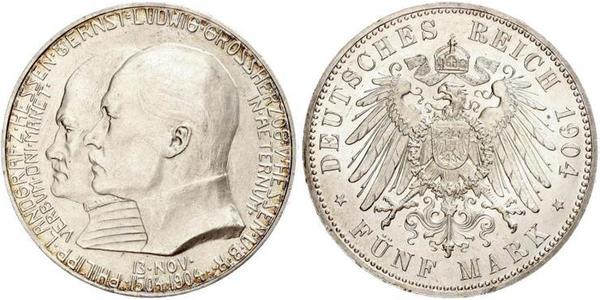 5 Марка Великое герцогство Гессен (1806 - 1918) Серебро Эрнст Людвиг (великий герцог Гессенский) (1868 - 1937)