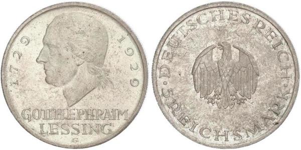 5 Марка Германская империя (1871-1918) Серебро Лессинг, Готхольд Эфраим