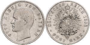 5 Марка Королевство Бавария (1806 - 1918) Серебро Отто I (король Баварии)(1848 – 1916)
