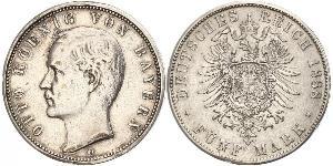 5 Марка Королевство Бавария (1806 - 1918) Серебро Отто I (король Баварии)(1848 – 1916)