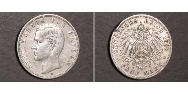 5 Марка Королевство Бавария (1806 - 1918) Серебро Отто I (король Баварии)(1848 – 1916)