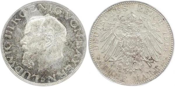5 Марка Королевство Бавария (1806 - 1918) Серебро Людвиг III (король Баварии) (1845 – 1921)