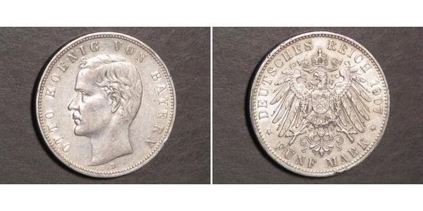 5 Марка Королевство Бавария (1806 - 1918) Серебро Отто I (король Баварии)(1848 – 1916)