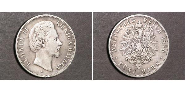 5 Марка Королевство Бавария (1806 - 1918) Серебро Людвиг II (король Баварии)(1845 – 1886)