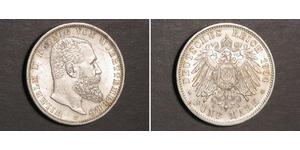 5 Марка Королевство Вюртемберг (1806-1918) Серебро Wilhelm II, German Emperor (1859-1941)