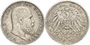 5 Марка Королевство Вюртемберг (1806-1918) Серебро Wilhelm II, German Emperor (1859-1941)