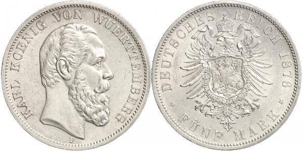5 Марка Королевство Вюртемберг (1806-1918) Серебро Карл I (король Вюртемберга)