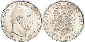 5 Марка Пруссия (королевство) (1701-1918) Серебро Wilhelm I, German Emperor (1797-1888)