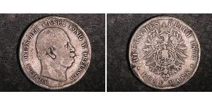 5 Марка Пруссия (королевство) (1701-1918) Серебро Wilhelm I, German Emperor (1797-1888)