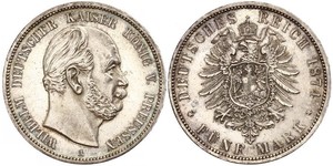 5 Марка Пруссия (королевство) (1701-1918) Серебро Wilhelm I, German Emperor (1797-1888)