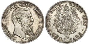5 Марка Пруссия (королевство) (1701-1918) Серебро Фридрих III (германский император) (1831-1888)