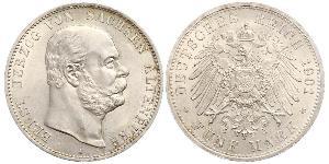 5 Марка Саксен-Альтенбург  (1826 - 1920) Серебро Эрнст I Саксен-Альтенбургский (1826 - 1908)