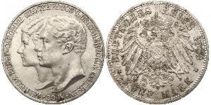 5 Марка Саксен-Веймар-Эйзенах (1809 - 1918) Серебро Вильгельм Эрнст Саксен-Веймар-Эйзенахский