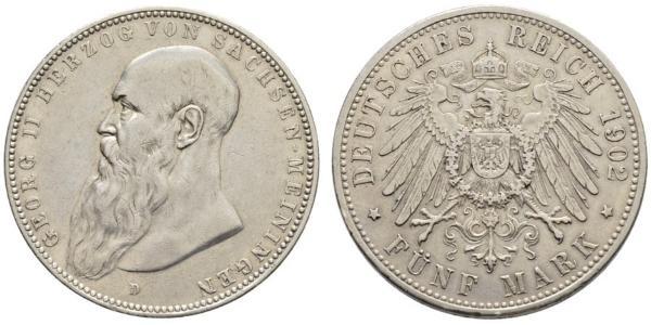 5 Марка Саксен-Мейнинген (1680 - 1918) Серебро Георг II (герцог Саксен-Мейнингена)