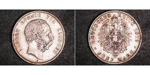 5 Марка Саксония (королевство) (1806 - 1918) Серебро Альберт (король Саксонии)