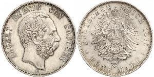 5 Марка Саксония (королевство) (1806 - 1918) Серебро Альберт (король Саксонии)