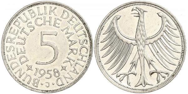 5 Марка ФРГ (1949-1990) Серебро 