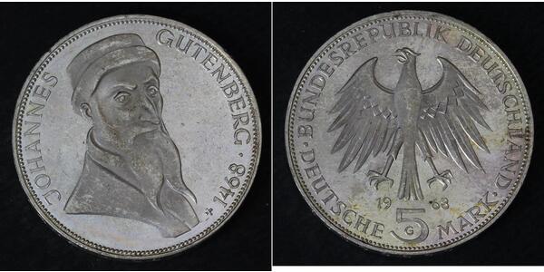 5 Марка ФРГ (1949-1990) Серебро 