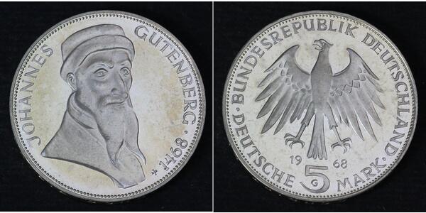 5 Марка ФРГ (1949-1990) Серебро 