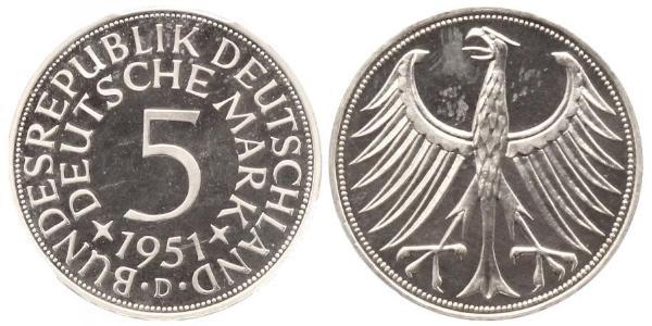 5 Марка ФРГ (1949-1990) Серебро 