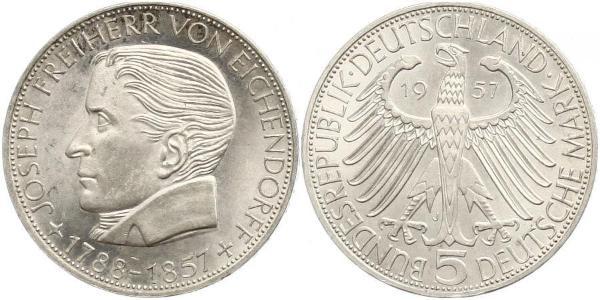 5 Марка ФРГ (1949-1990) Серебро Эйхендорф, Йозеф фон